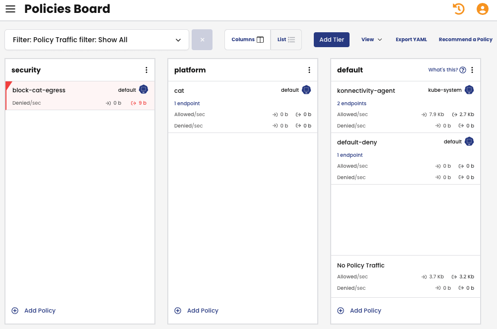 Policies Board Screenshot
