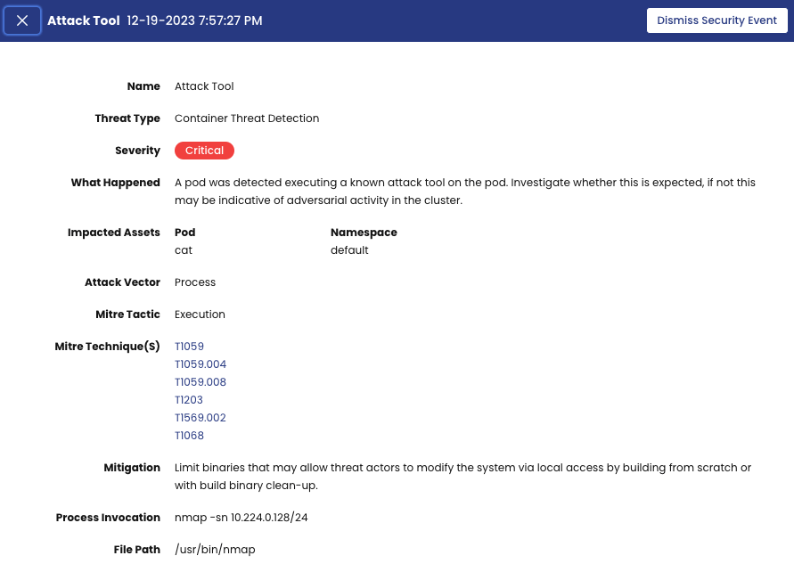 Threat Defense > Security Events Screenshot