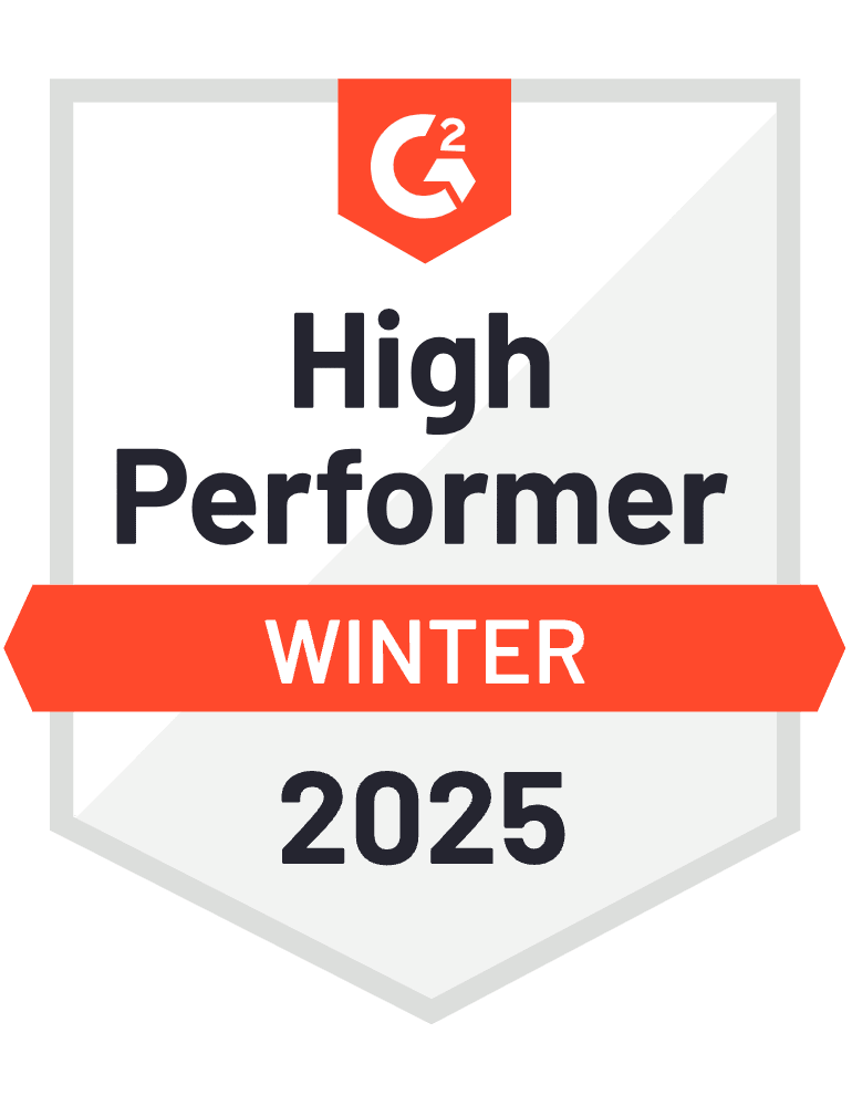 G2 High Performer Winter 2025 award badge. Illustrates industry recognition and awards