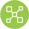Graph icon showing a central circle connected to four squares.