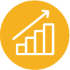 Bar chart with upward arrow icon