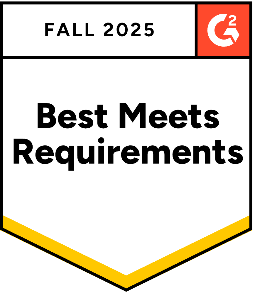 G2 Best Meets Requirements badge for Fall 2025.