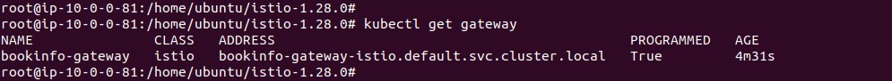 kubectl get gateway output showing the gateway programmed
