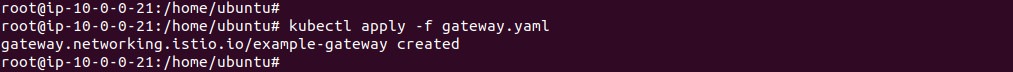 Output of applying the gateway resource