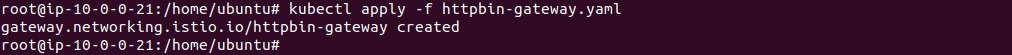 Output of applying the httpbin gateway