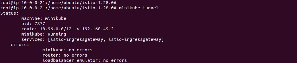 Output of running minikube tunnel