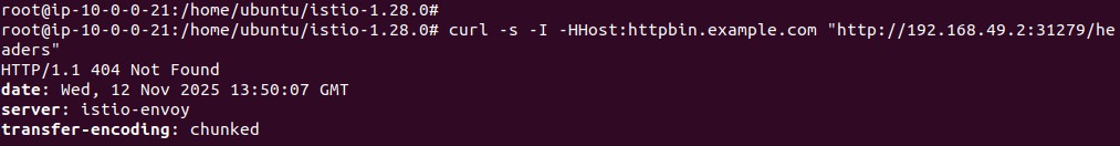 Output of a curl request to an unexposed path returning 404