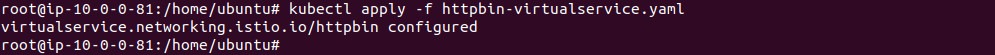 Output of updating the httpbin virtual service