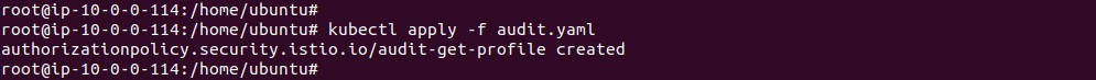 Output of applying the audit policy